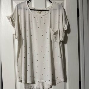 White Polka Dot Women's Top